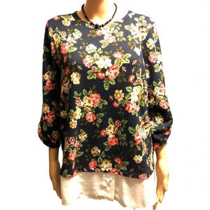 Faith and joy women floral by Monteau Velour long sleeves shirt/blouse size XL